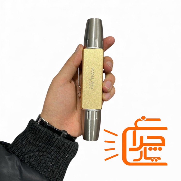 تصویر رنگ طلایی چراغ قوه یووی UV شش لامپ اسمال سان مدل ZY-JY88 6F ( اصلی ) مخصوص تشخیص سنگ های قیمتی و تشخیص رنگ ماشین