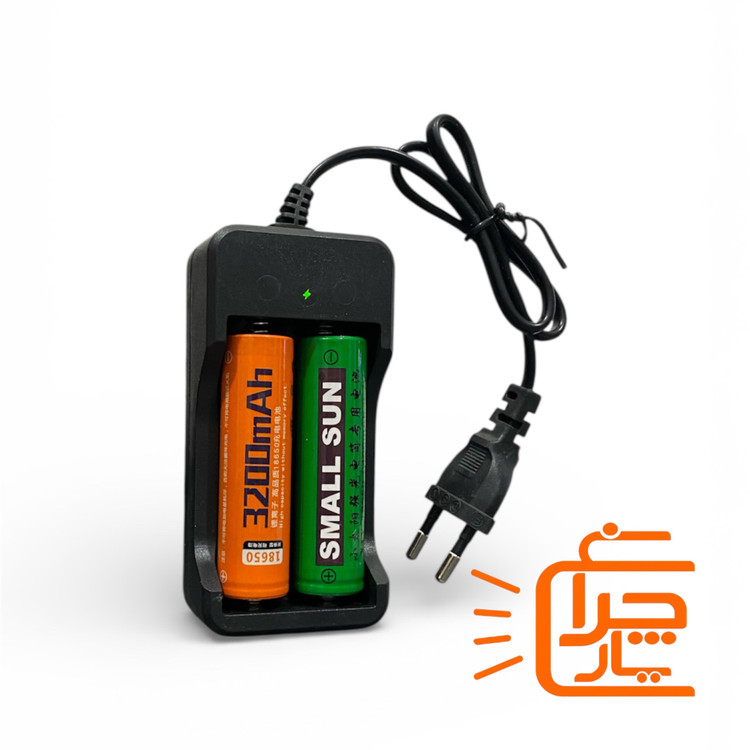 تصویر شارژر دوکاناله باتریهای لیتیومی ۱۸۶۵۰ با قابلیت قطع کن خدکار